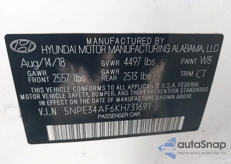 2019 Hyundai Sonata Sport из США, поврежденный, VIN 5NPE34AF6KH731691